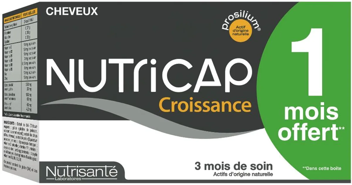 Nutricap Antichute 2 Mois (120 Gélules) +1 Mois Gratuit (60 Gélules) Promo