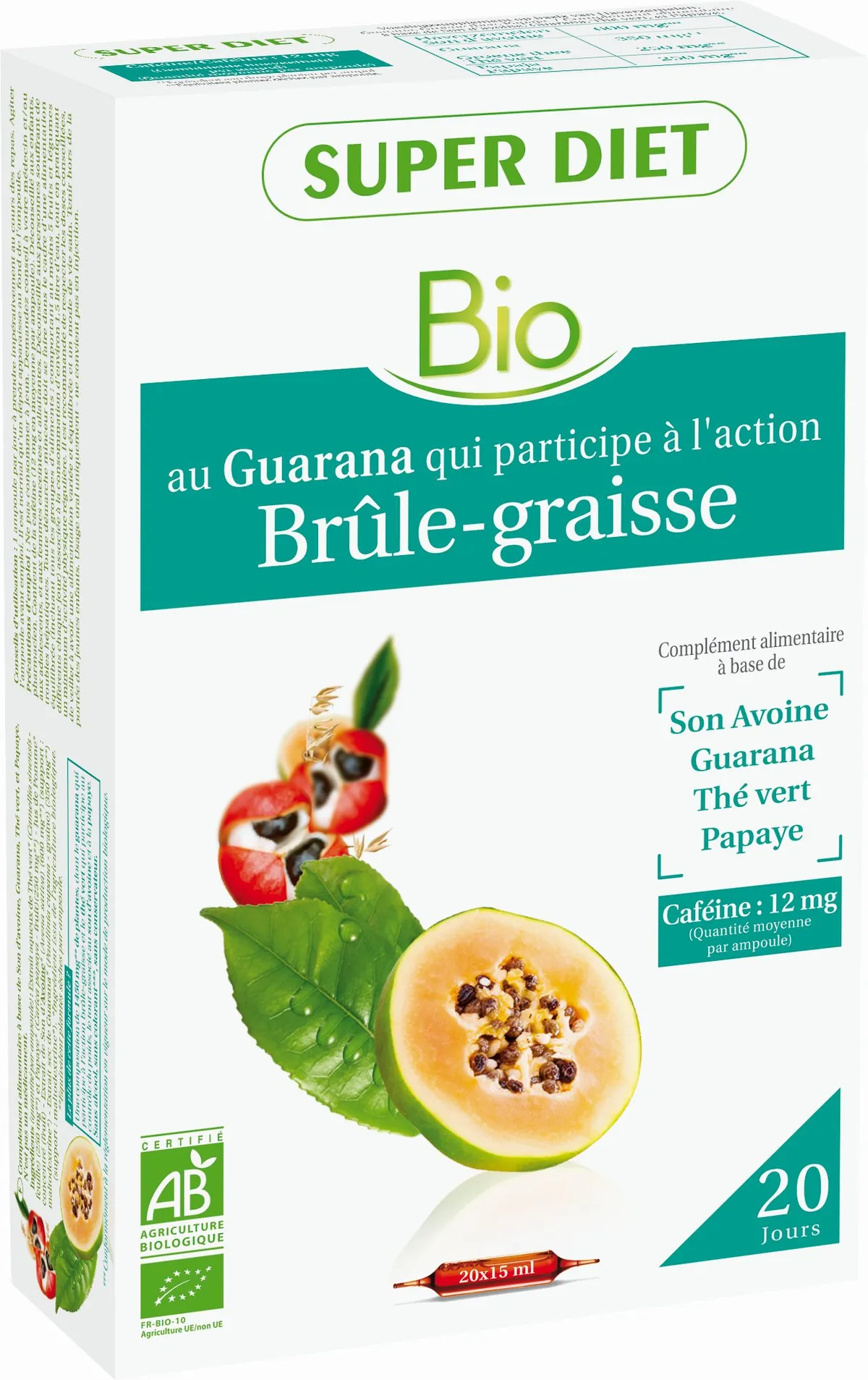 SuperDiet Brule-Graisse Bio 20 Ampoules x 15ml