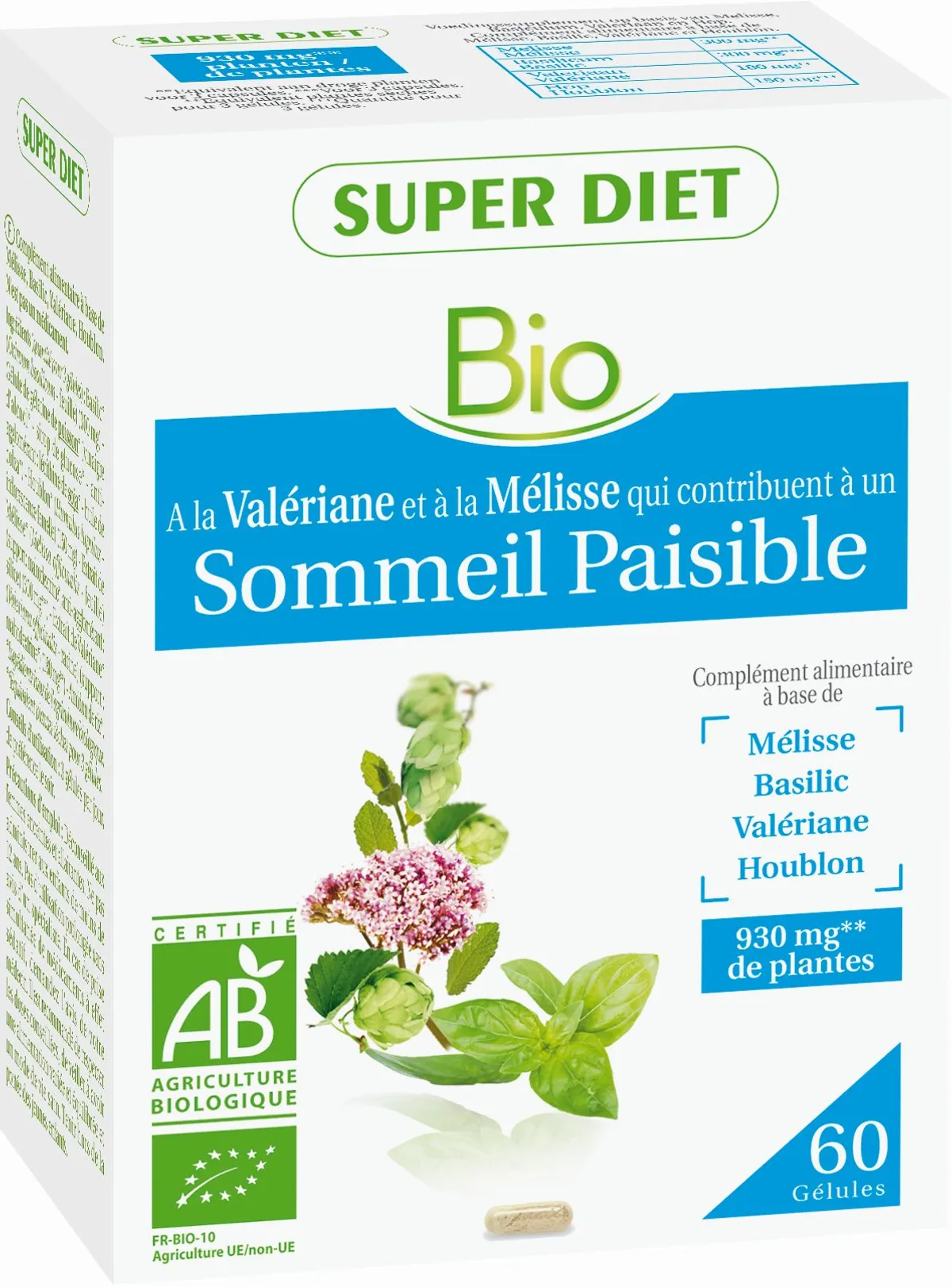 SuperDiet Complexe Sommeil Bio 60 Gélules