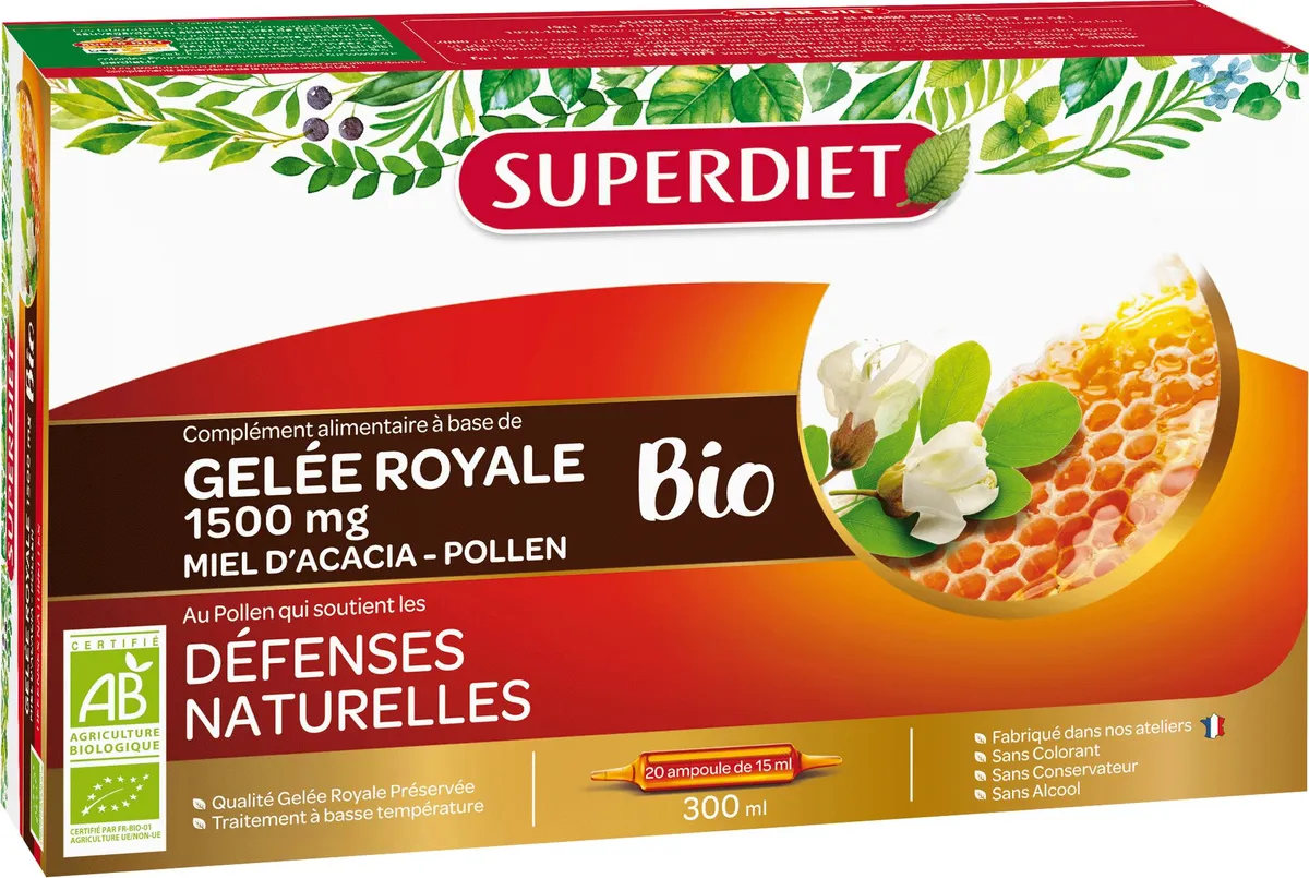 SuperDiet Gelée Royale Bio 20 Ampoules x 15ml