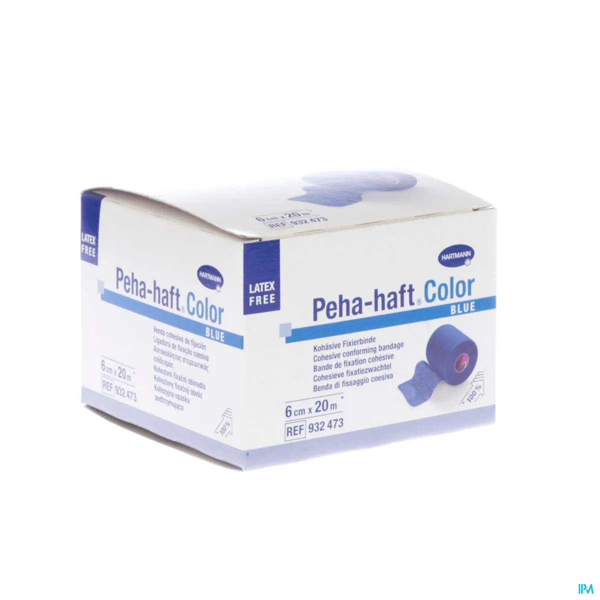 Peha-Haft Color 1 Bande de Fixation Cohésive Bleue Sans Latex 6 cm x 20 m