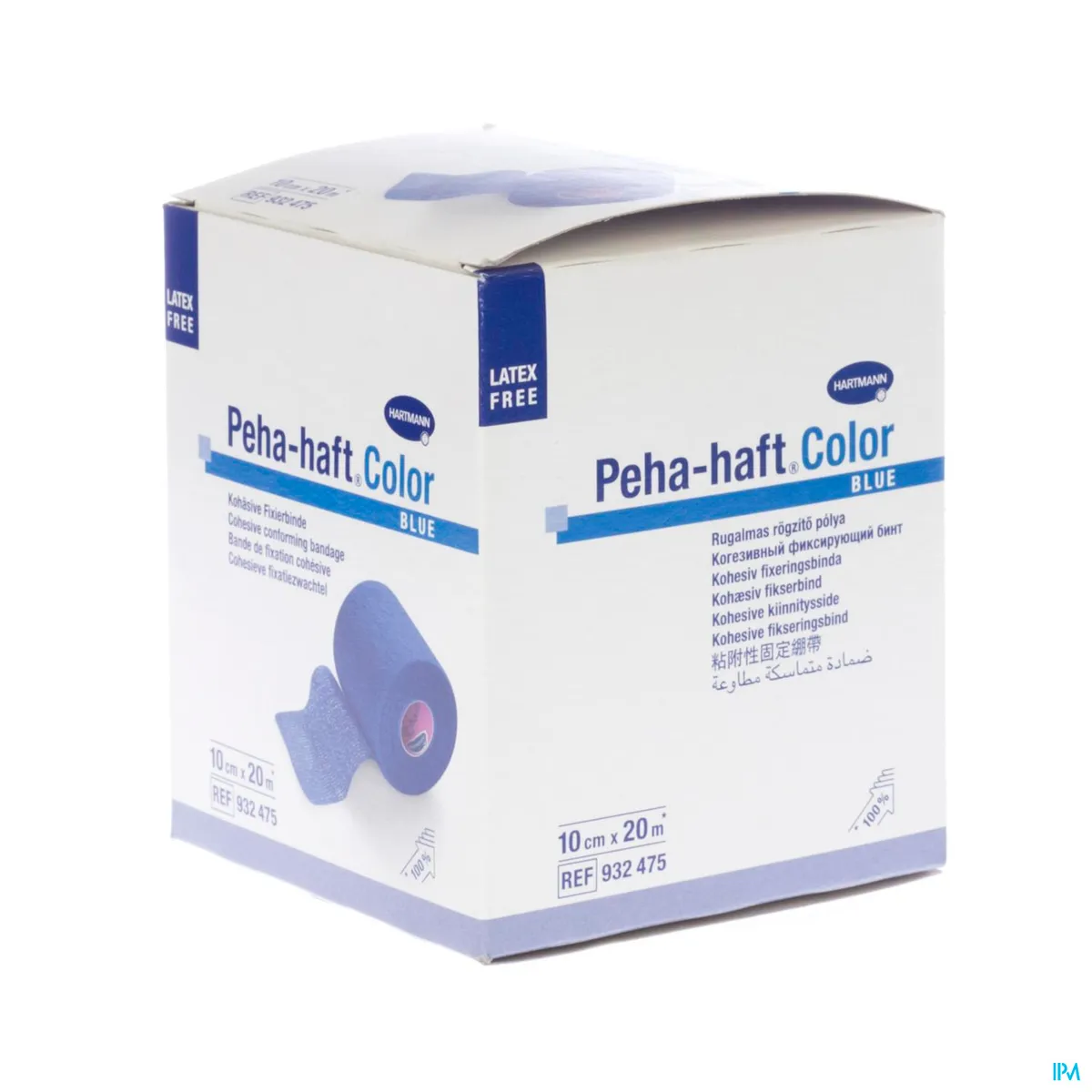 Peha-Haft Color 1 Bande de Fixation Cohésive Bleue Sans Latex 10 cm x 20 m