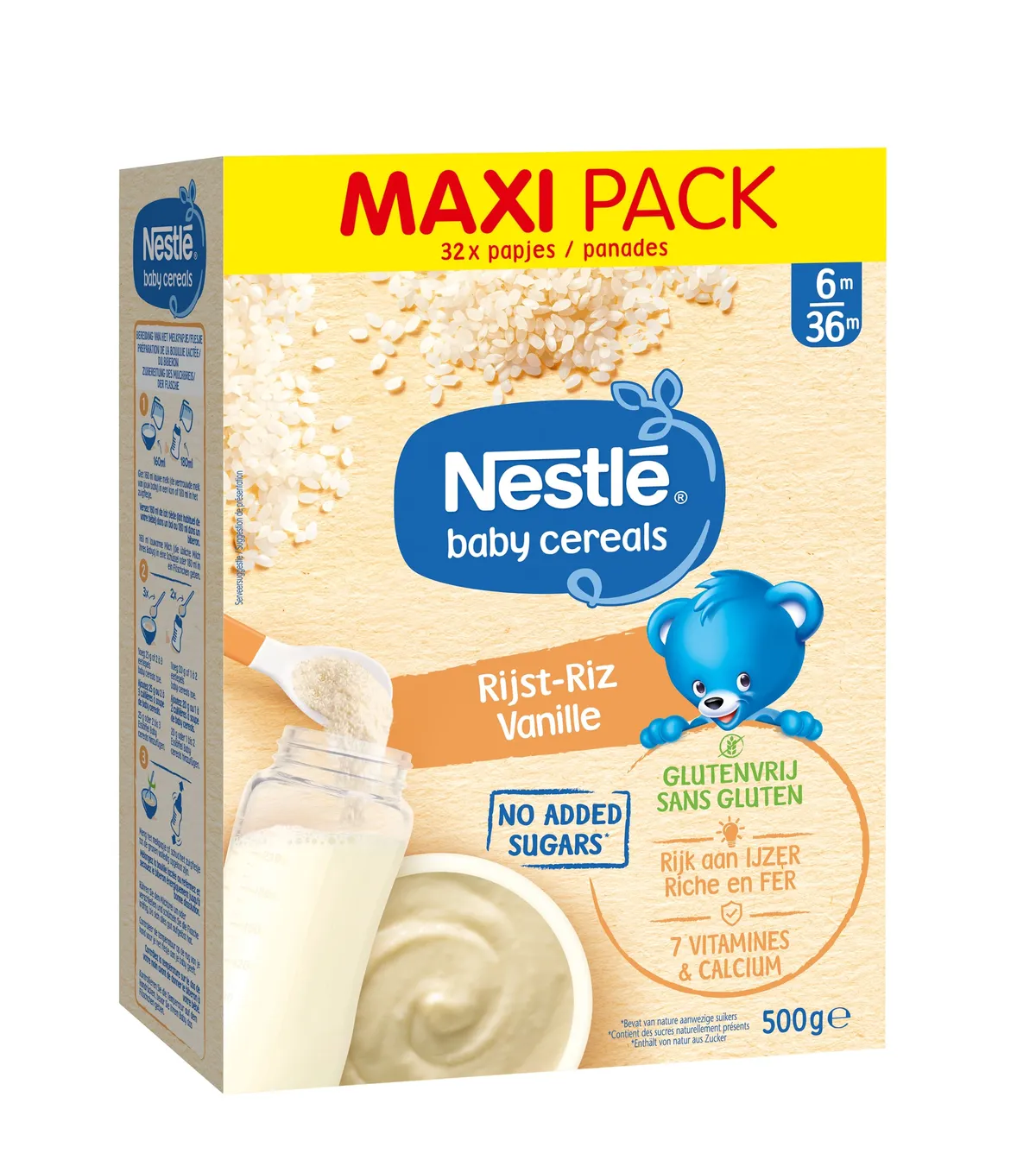 NESTLÉ Baby Cereals Rijst Vanille GLUTENVRIJ Granen Baby 6+ Maanden 500g