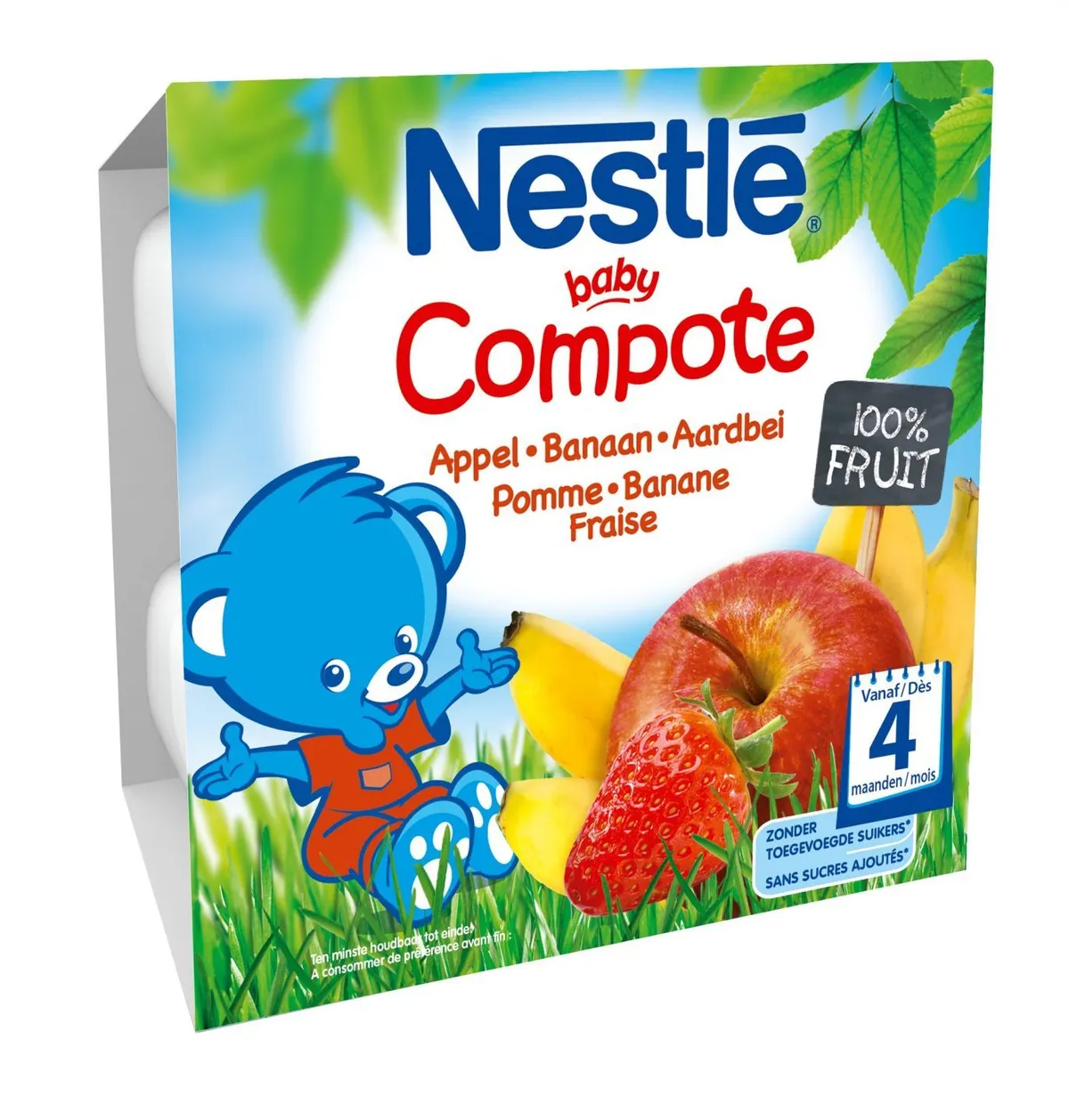 Nestle Baby Compote Pomme Banane Fraise Pot 4x100g