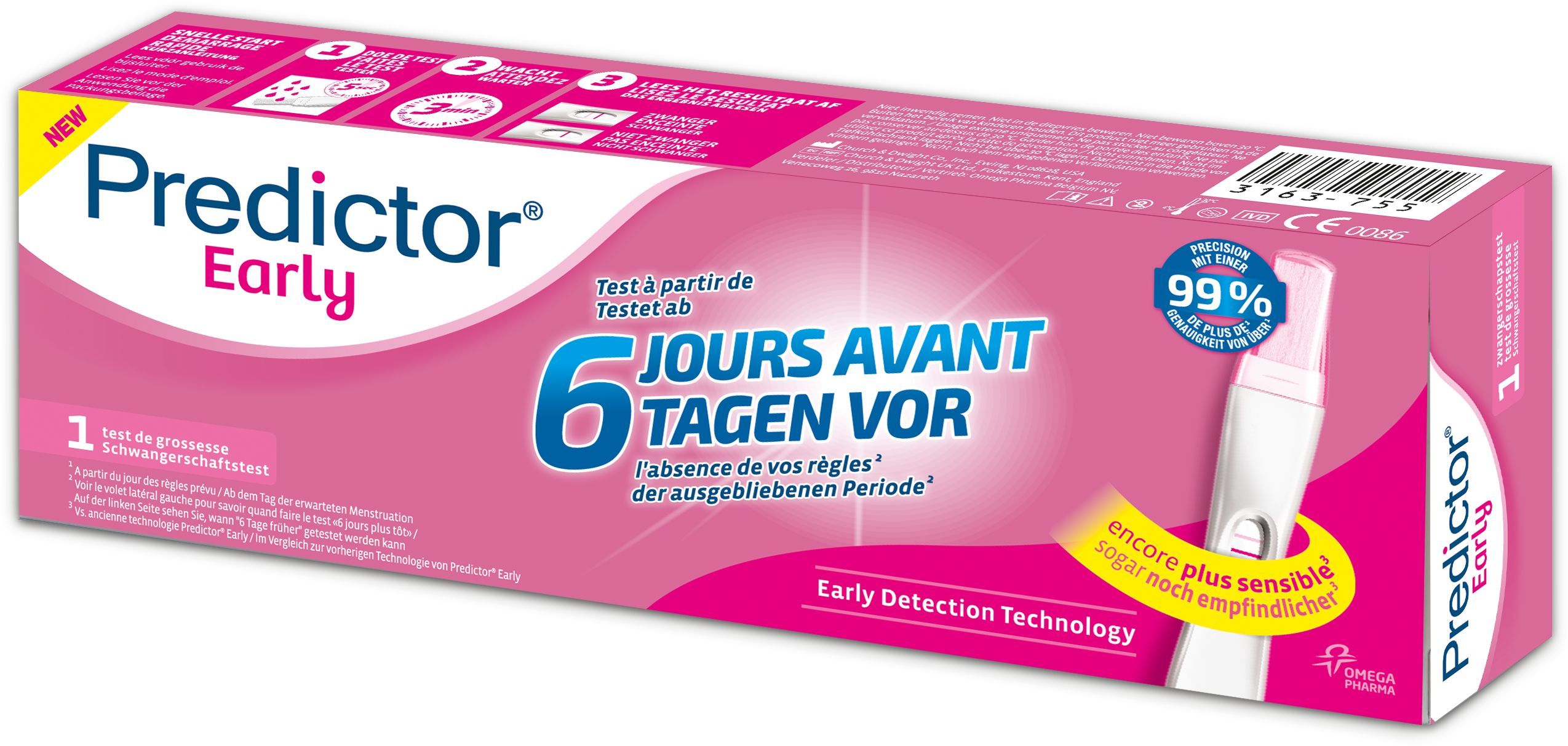 Predictor Early 6 Jours 1 - Tests de grossesse | Parapharmacie en ligne ...