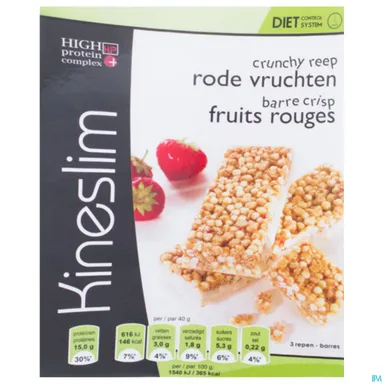 Kineslim Crunchy Reep Rode Vruchten 3x40g