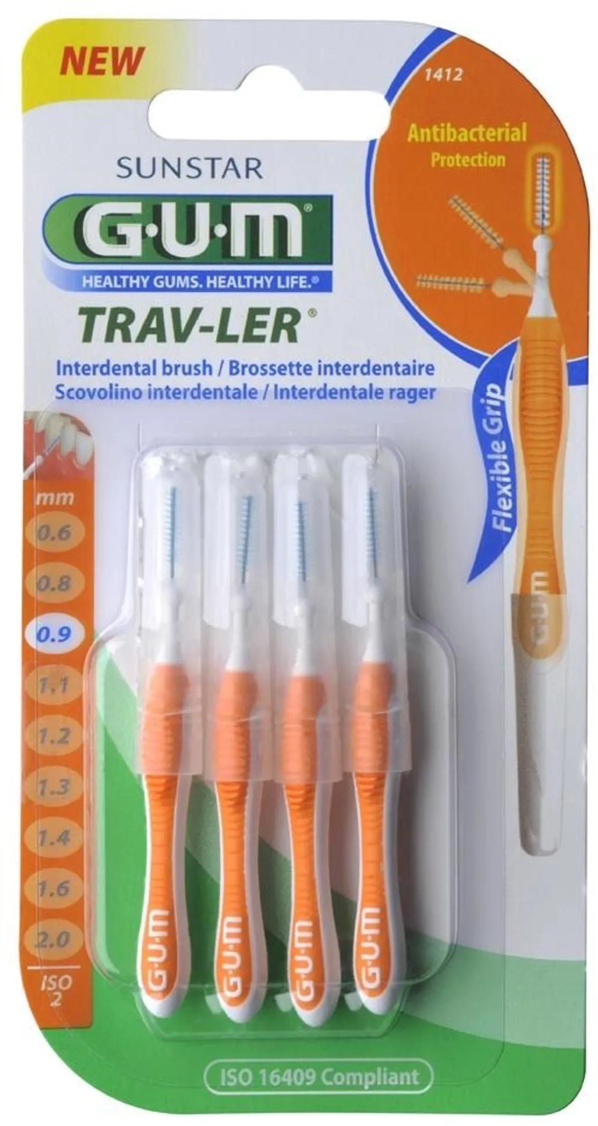 GUM TRAV-LER 4 Brossettes Interdentaires 0,9mm