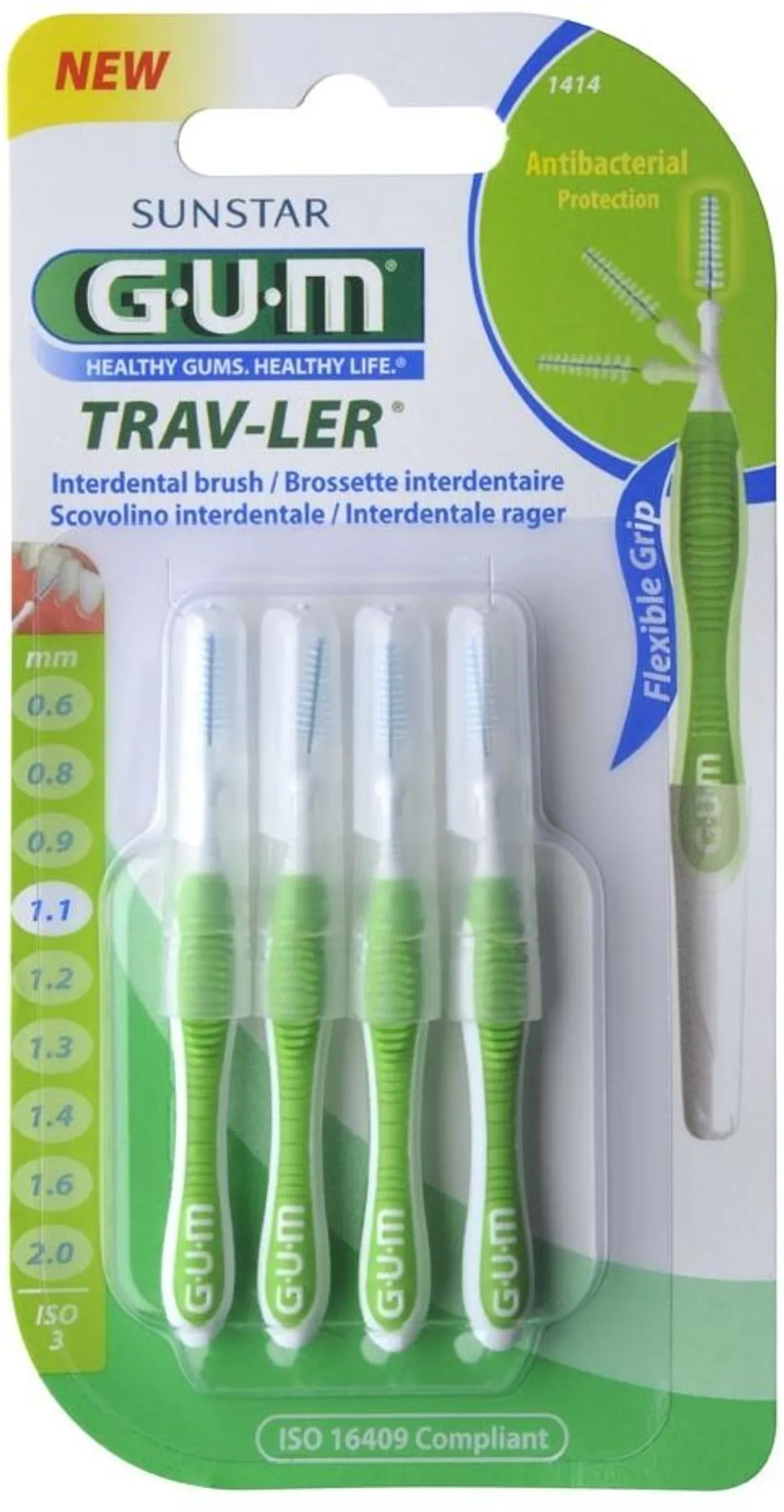 GUM TRAV-LER 4 Brossettes Interdentaires 1,1mm