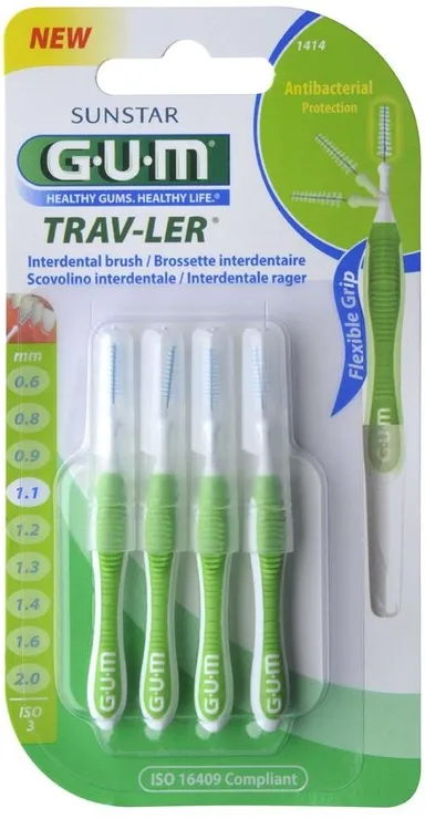 GUM TRAV-LER 4 Brossettes Interdentaires 1,1mm