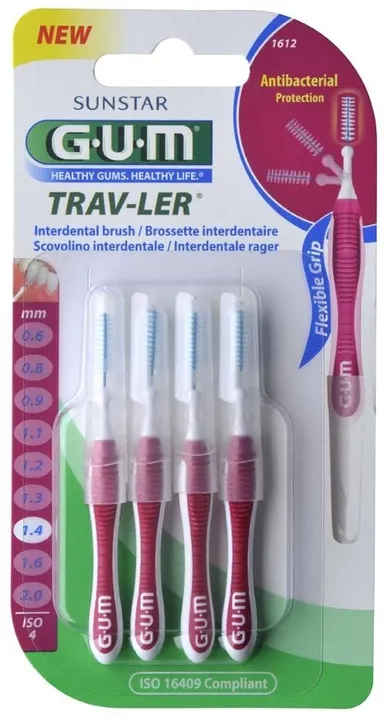 GUM TRAV-LER 4 Brossettes Interdentaires 1,4mm