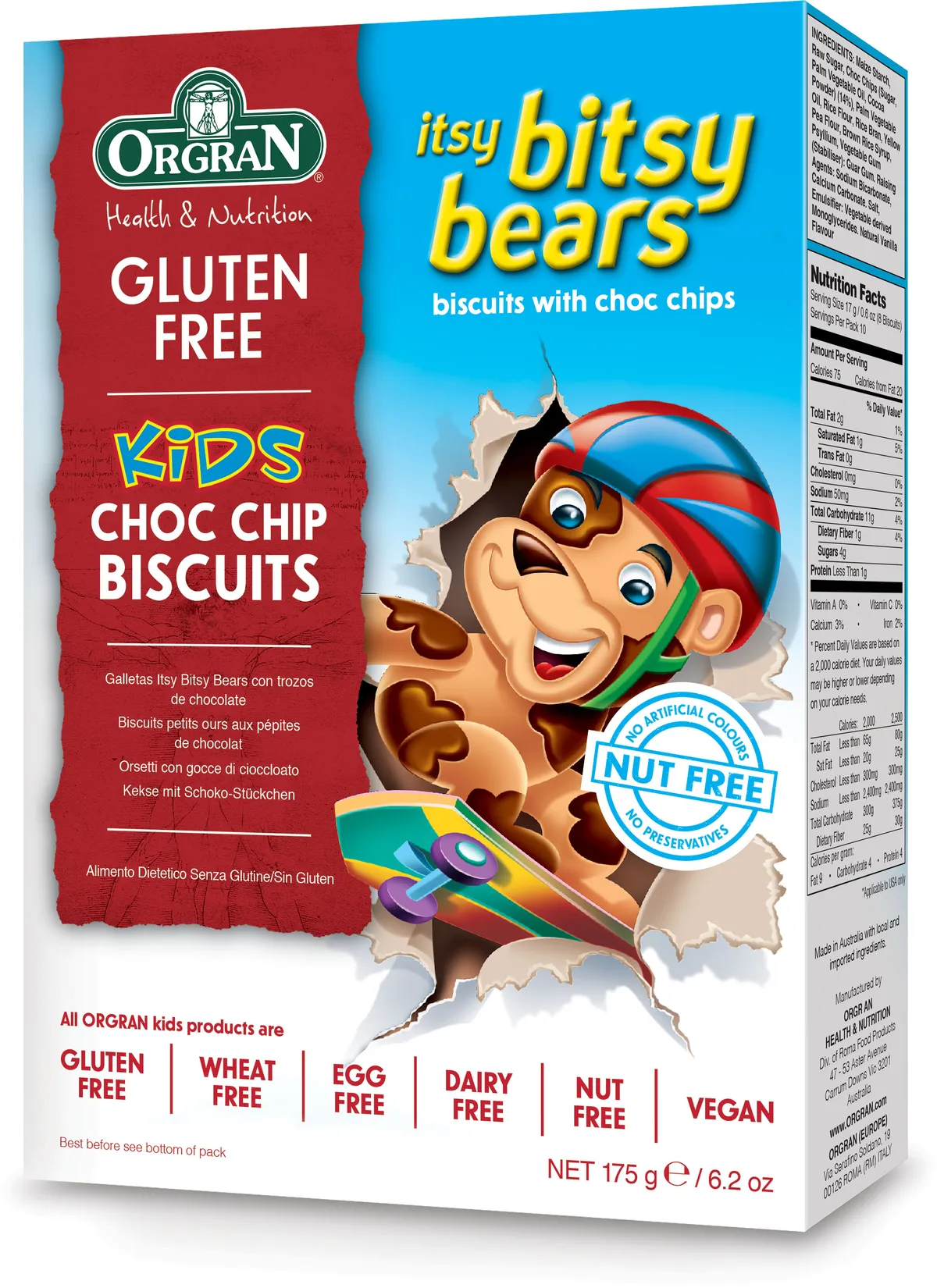 Orgran Kids Choc Chip Biscuits 175g