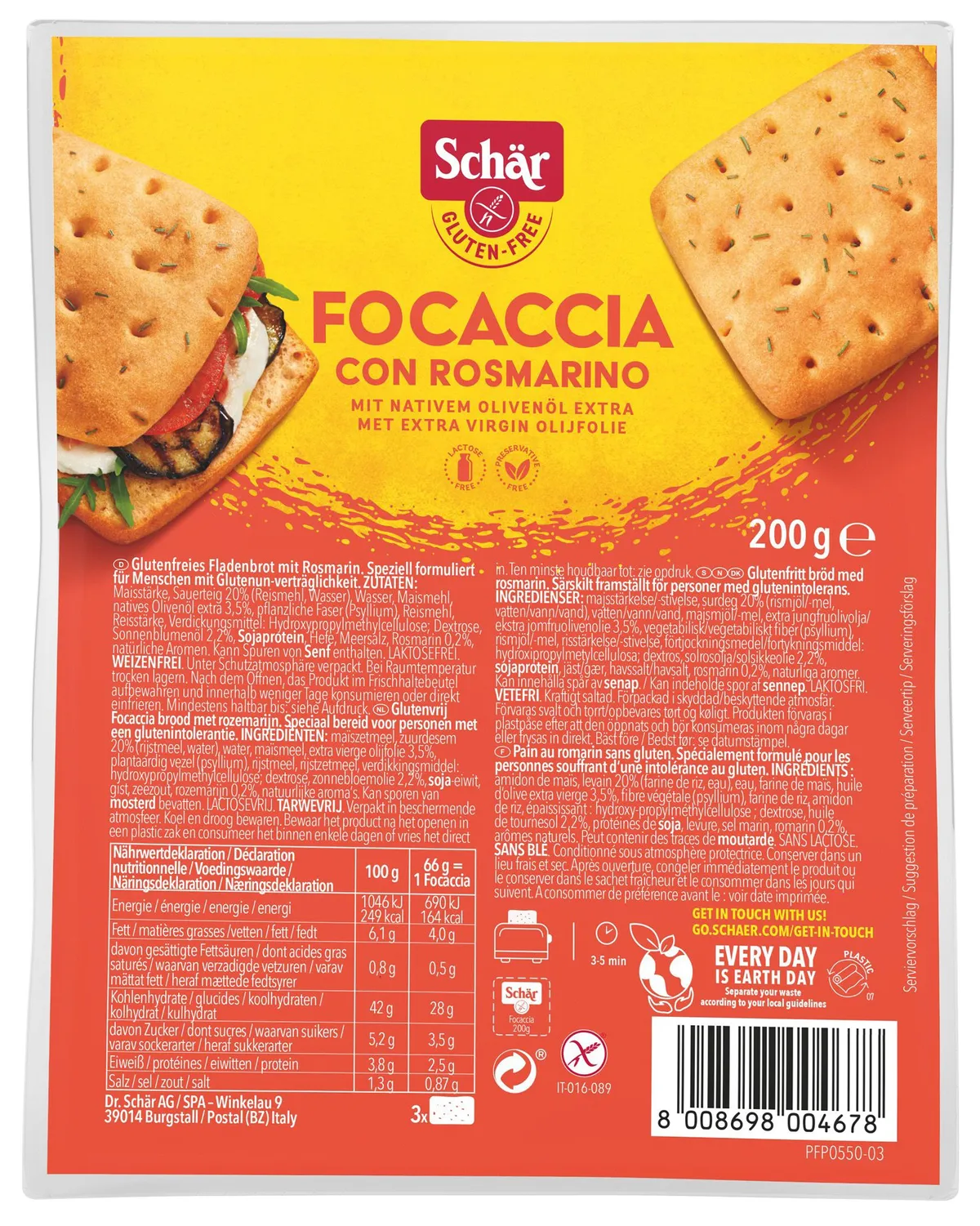 Schar Focaccia Rozemarijn 200g