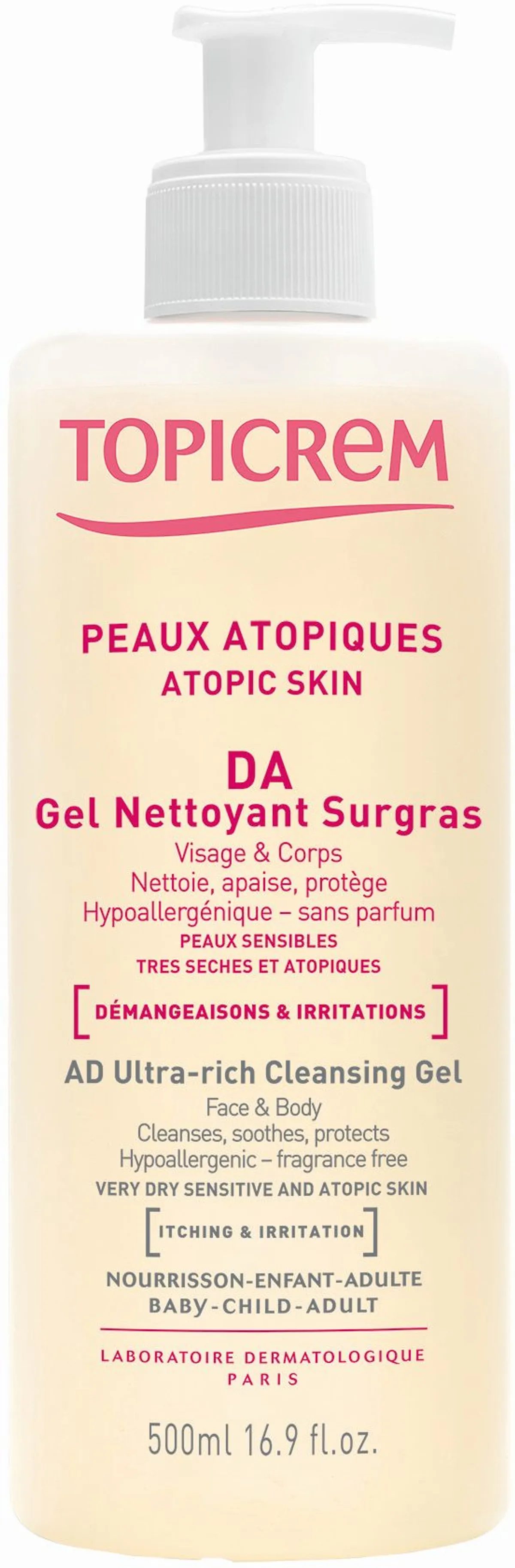Topicrem DA Gel Reinigend Overvet 500ml