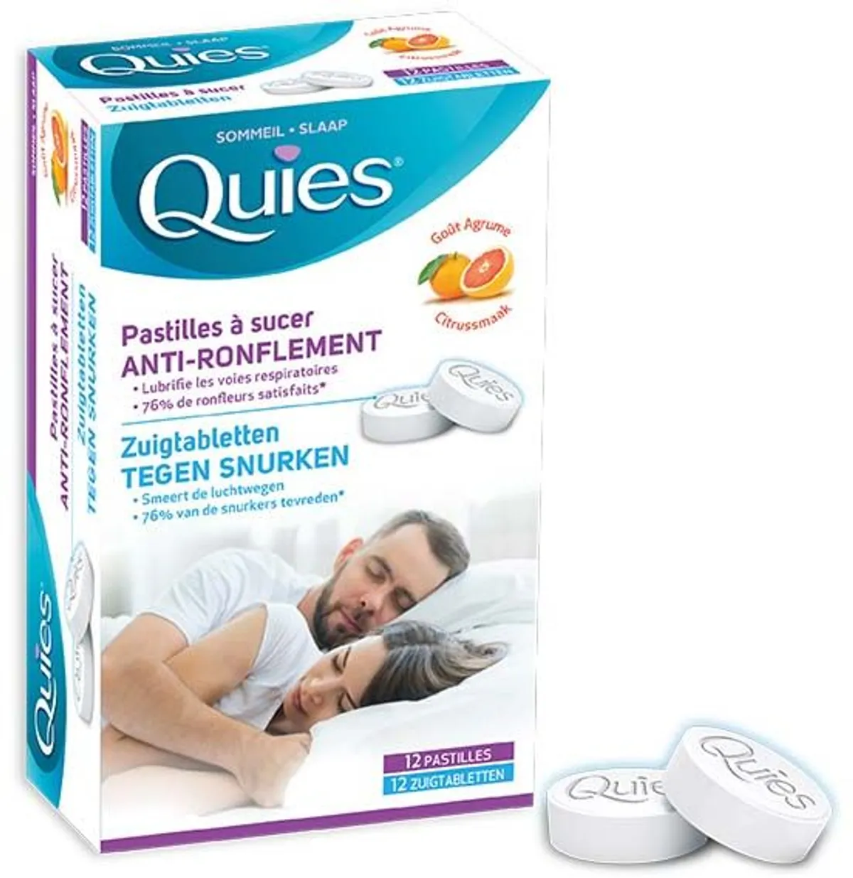 Quies 12 Pastilles A Sucer Anti Ronflement Gout Agrume