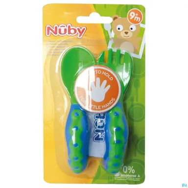 Nuby Couverts 1 Fourchette + 1 Cuillere +9m