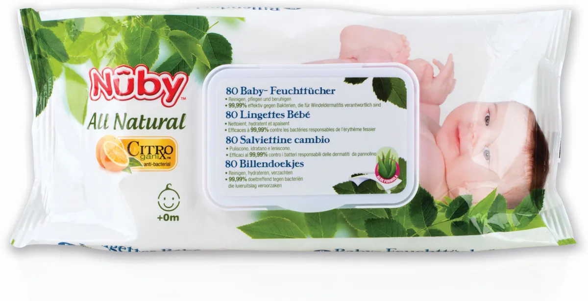 Nuby Citroganix 80 Lingettes Pour Le Change