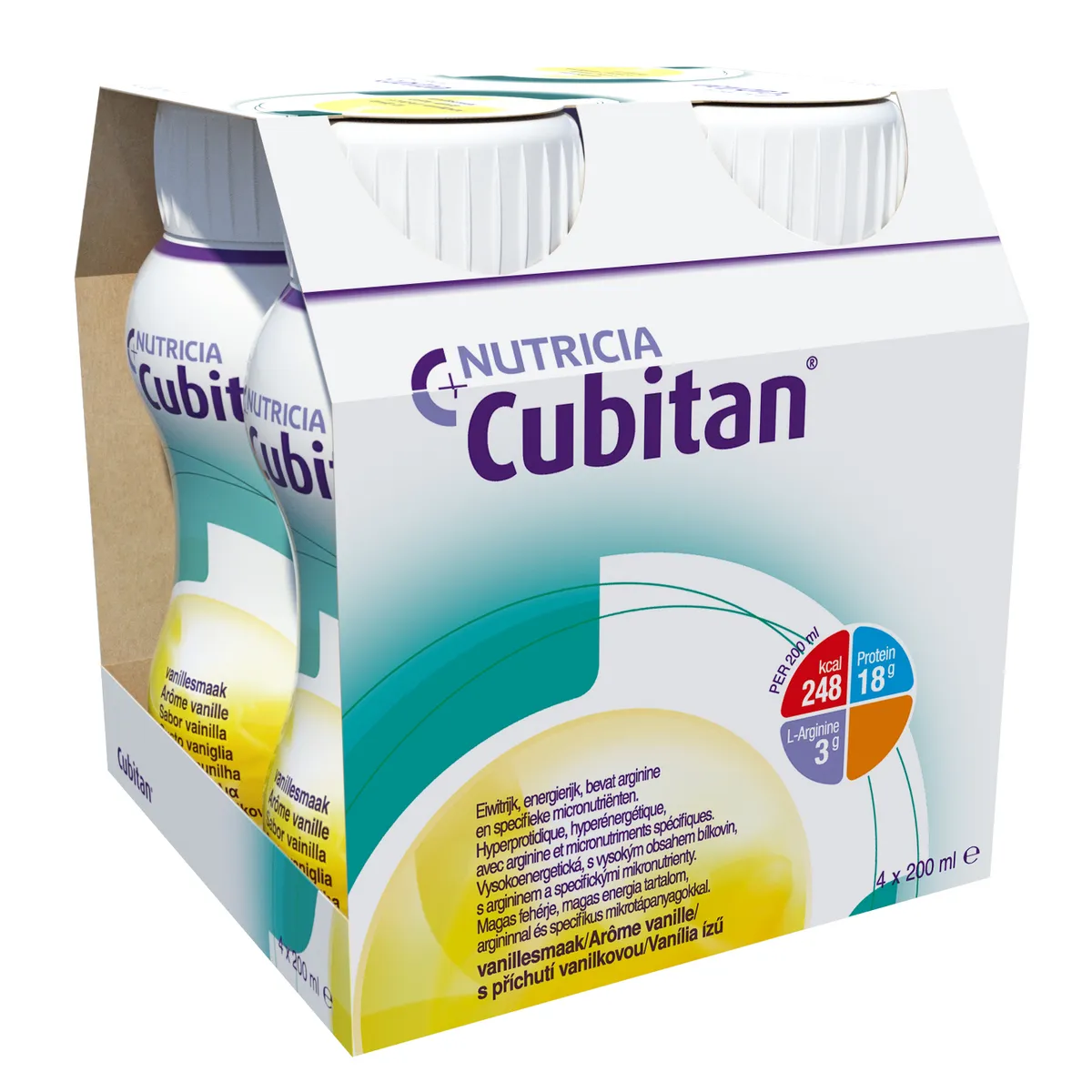 Cubitan Vanillesmaak Flessen 4x200ml