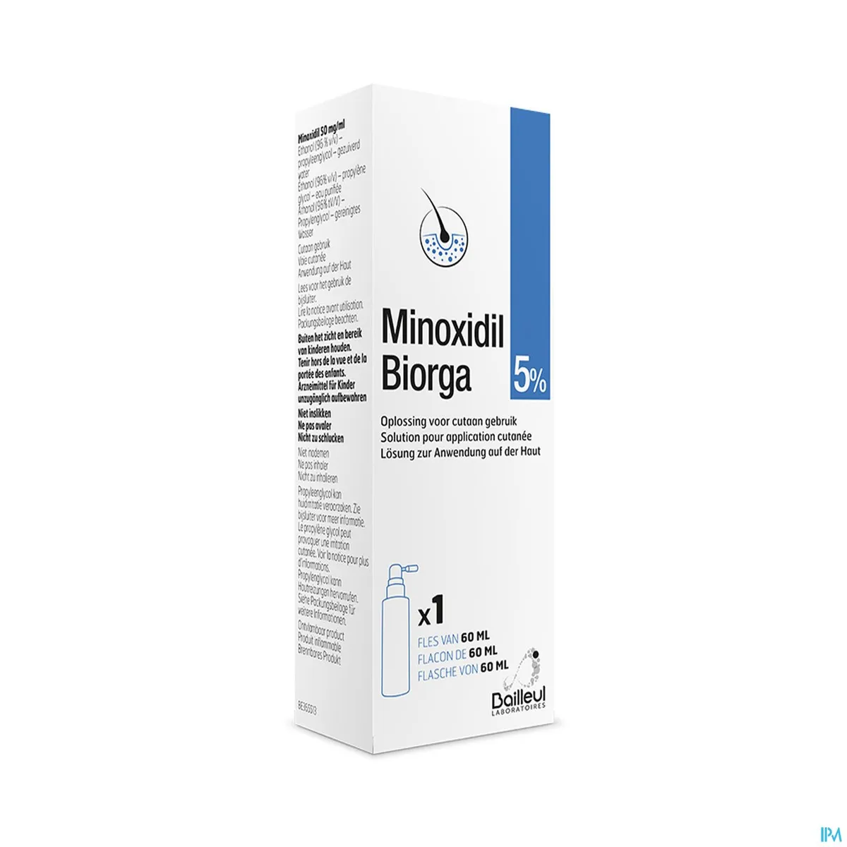 MINOXIDIL BIORGA 5% OPL CUTAAN KOFFER FL 1X60ML