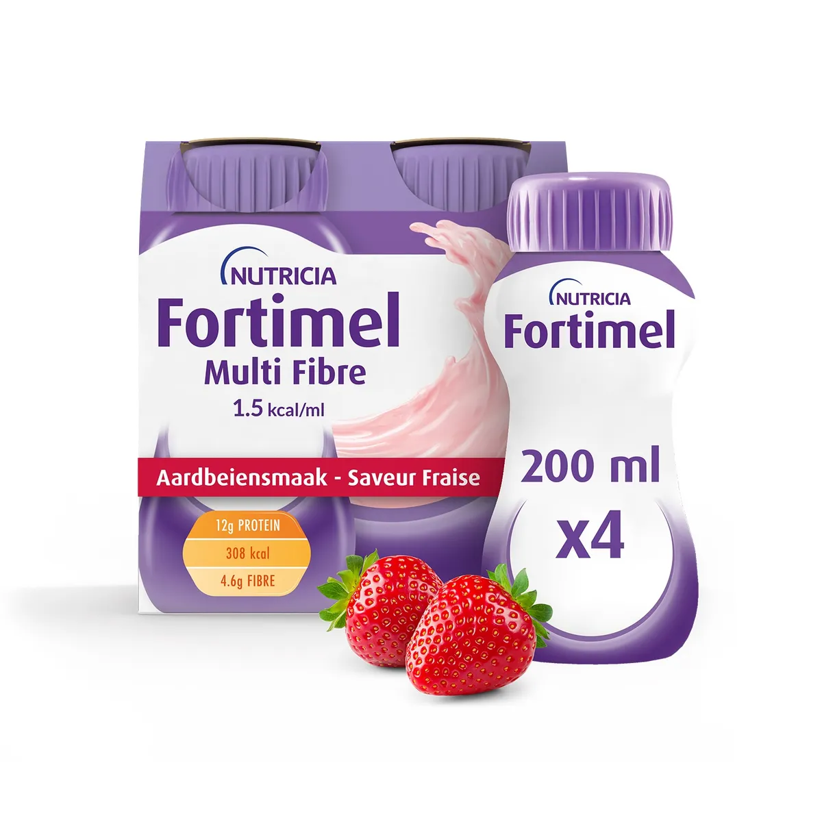 Fortimel MultiFibre 1,5Kcal Aardbei 4x200ml