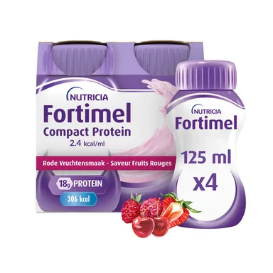 Fortimel Compact Protein 2,4Kcal Rodevruchtensmaak 4x125ml