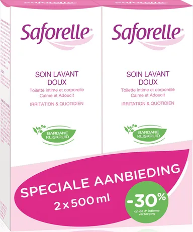 Saforelle Zachte Wasoplossing Duo 2x500ml (2e product voor - 30%)
