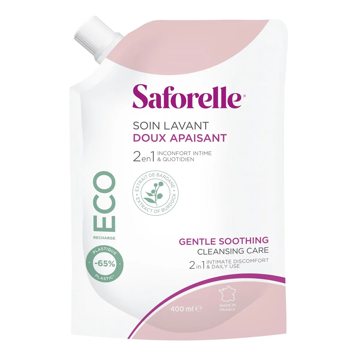 Saforelle Soin Lavant Doux Intime Bardane Eco Recharge 400ml