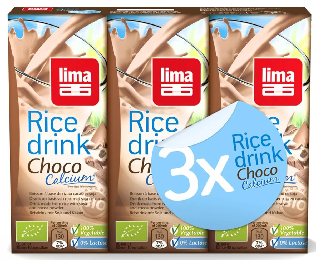 Lima Rice Drink Choco Bio 3x200ml
