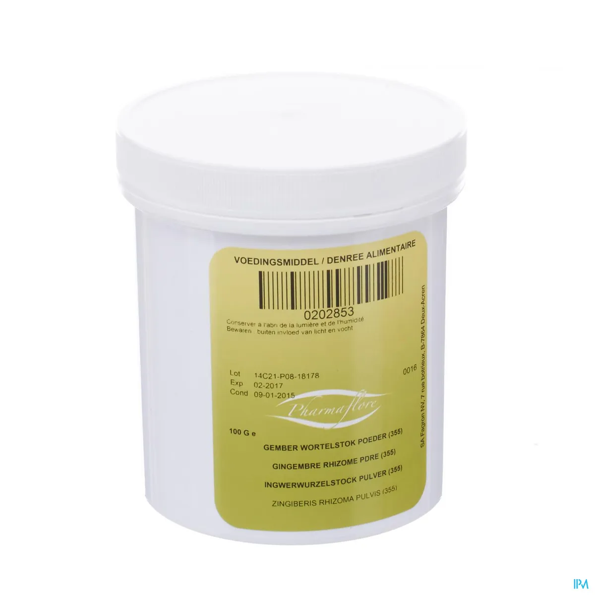 Gingembre Rhizome Poudre 100g Pharmafl