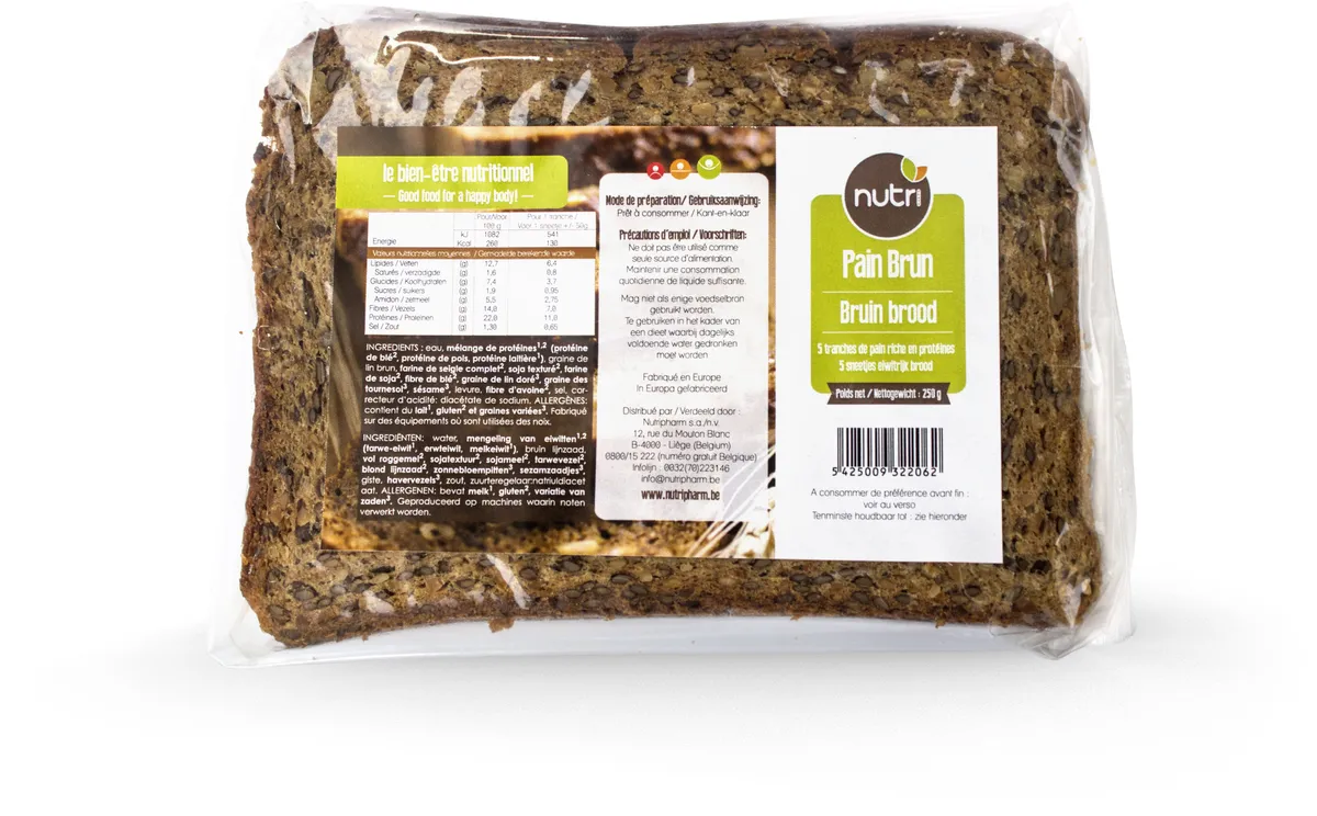 Nutripharm Bruinebrood Sneden 5x50g