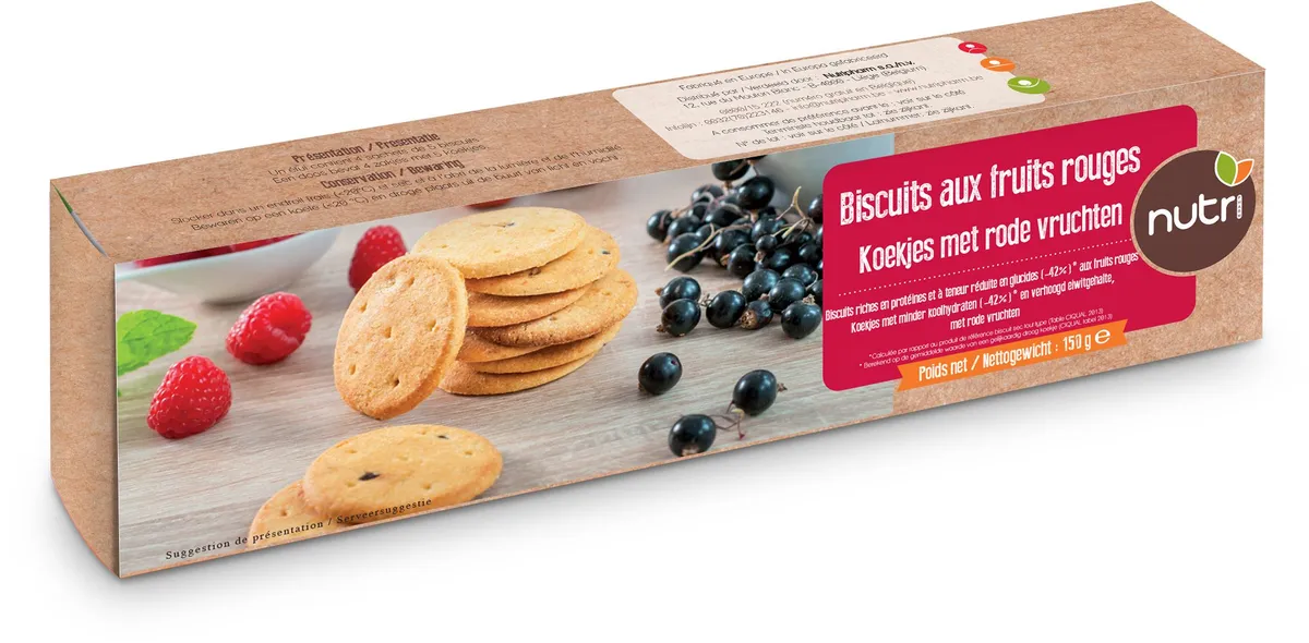 Nutripharm Biscuits Rood Vrucht 4 zakjes x5 Koekjes