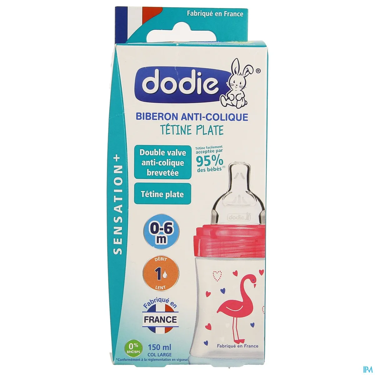 Dodie Zuigfles Sensation+ Speen Debiet 1 (Flamingo) 150ml