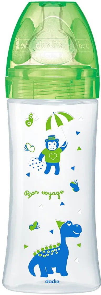 Dodie Biberon Sensation+ Tétine Débit 3 (Vert Dinosaure) 330ml