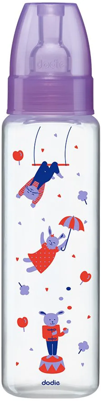 Dodie Mon Biberon Tétine Débit 2 (Mauve Cirque) 330ml