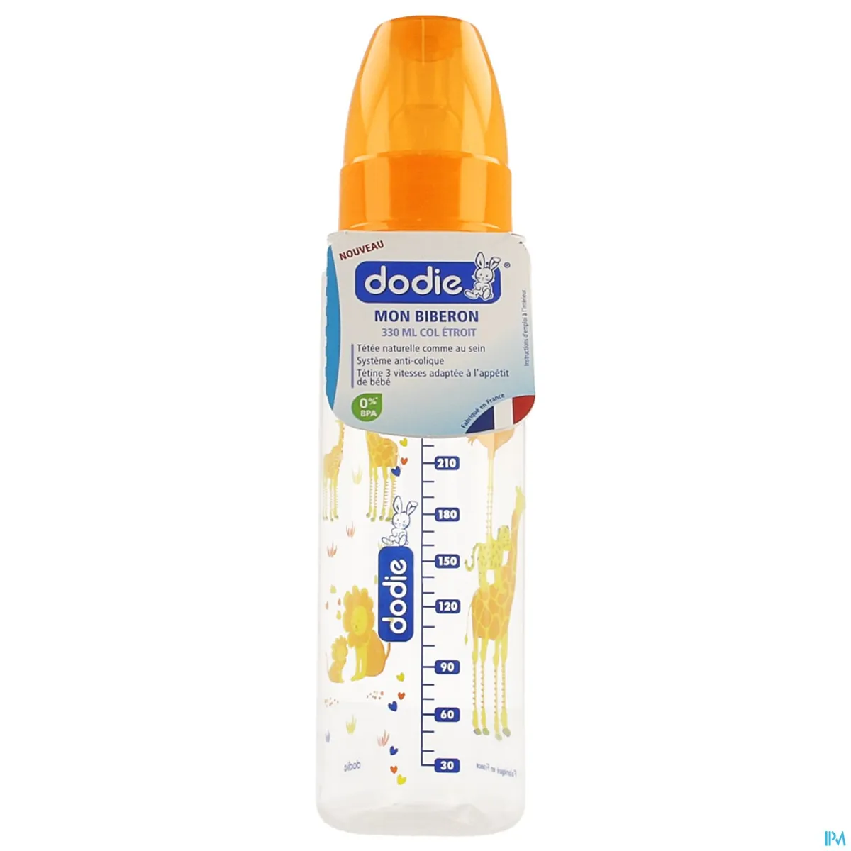 Dodie Mijn Zuigfles Speen Debiet 2 (Oranje Safari) 330ml