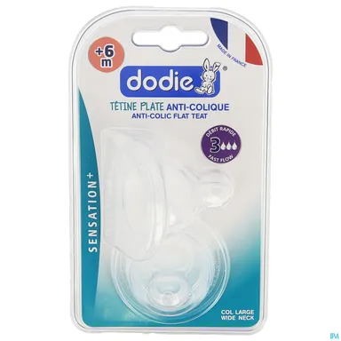 Dodie Platte Speen Sensation+ Wijde Hals Debiet 3 (+6 maanden)