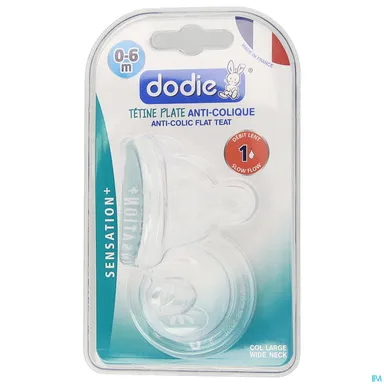 Dodie Platte Speen Sensation+ Wijde Hals Debiet 1 (0 tot 6 maanden)