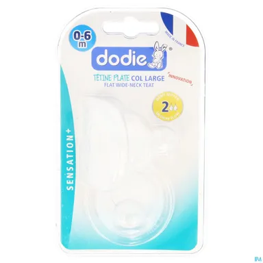 Dodie Platte Speen Sensation+ Wijde Hals Debiet 2 (0 tot 6 maanden)