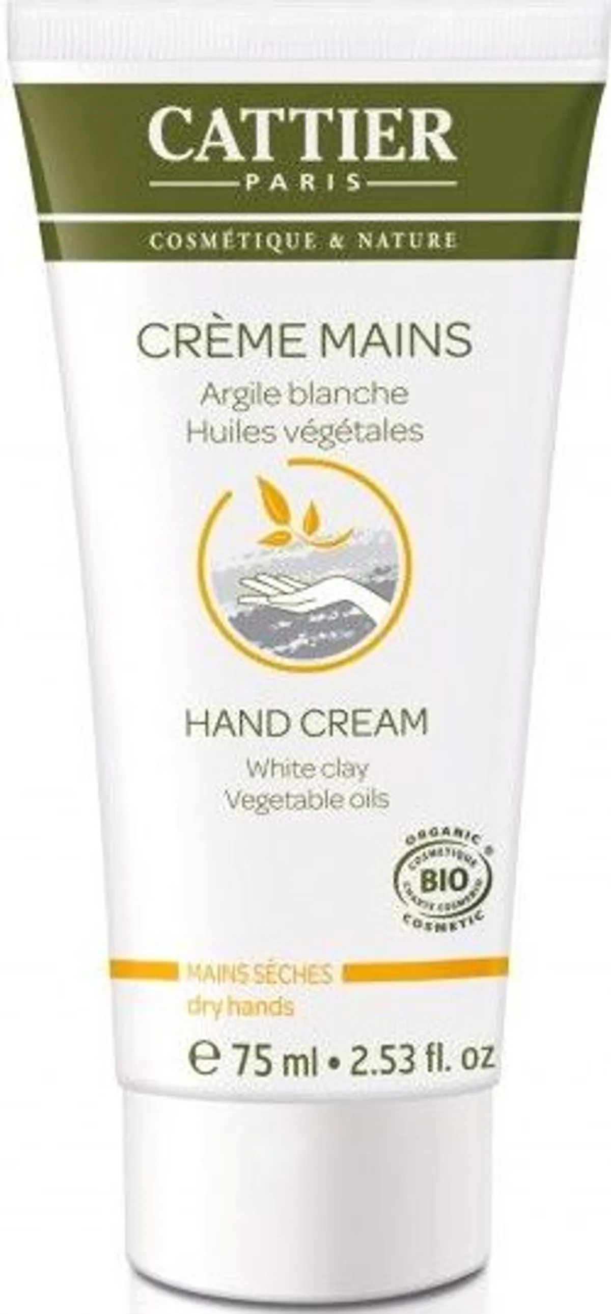 Cattier Crème Main Argile Blanche Bio 75ml
