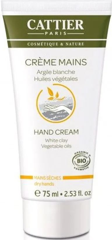 Cattier Crème Main Argile Blanche Bio 75ml