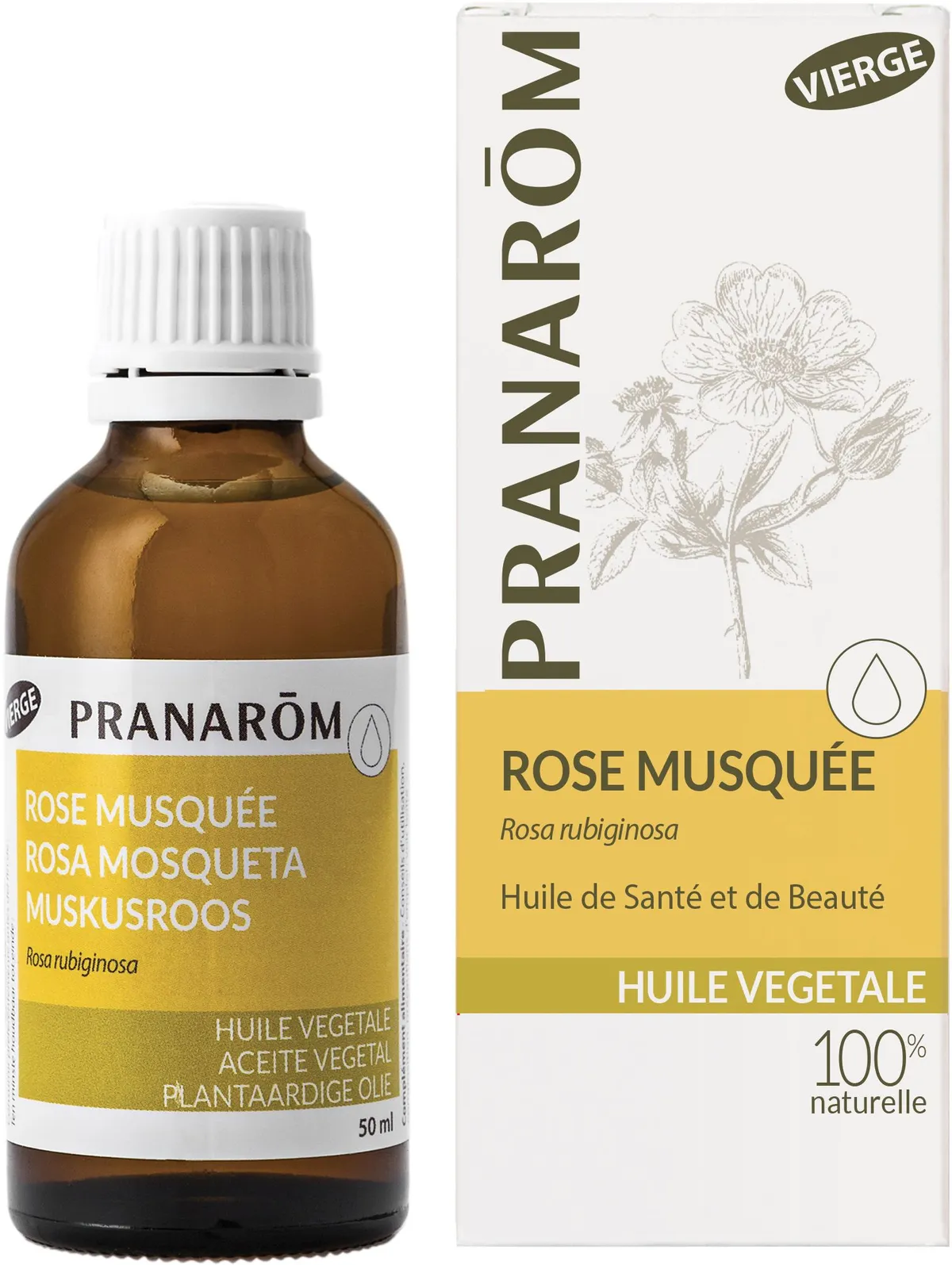 Pranarôm Rose Musquée Huile Végétale Vierge 50ml
