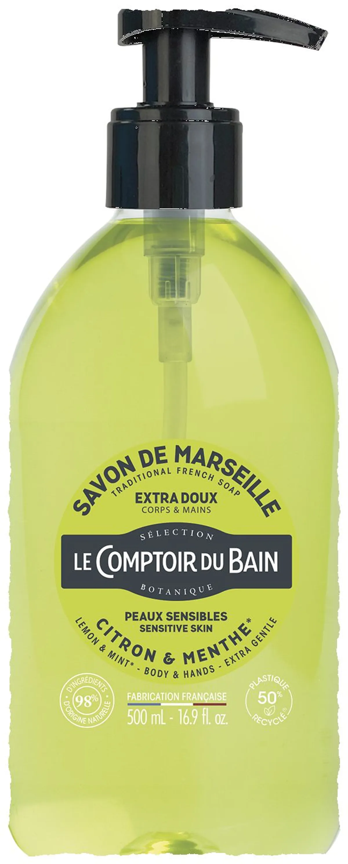 Le Comptoir du Bain Savon Liquide Marseille Citron-Menthe 500ml