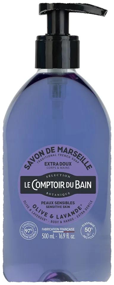 Le Comptoir du Bain Savon Liquide Marseille Olive-Lavande 500ml