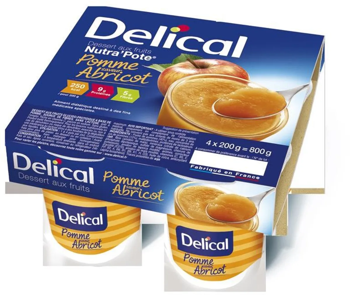 Delical Nutra Pote Appel Abrikoos 4x125g