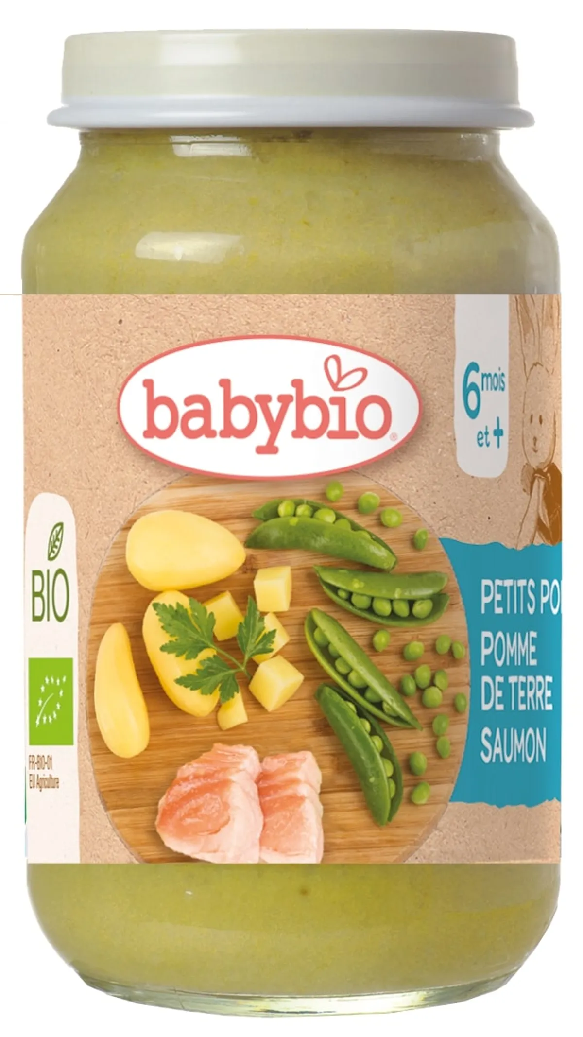Babybio Petits Pots Petits Pois Pomme de Terre Saumon +6Mois 2x200g