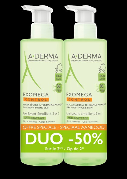 A-Derma Exomega Control Verzachtende Reinigingsgel 2-in-1 Jeukwerend 2x500 ml
