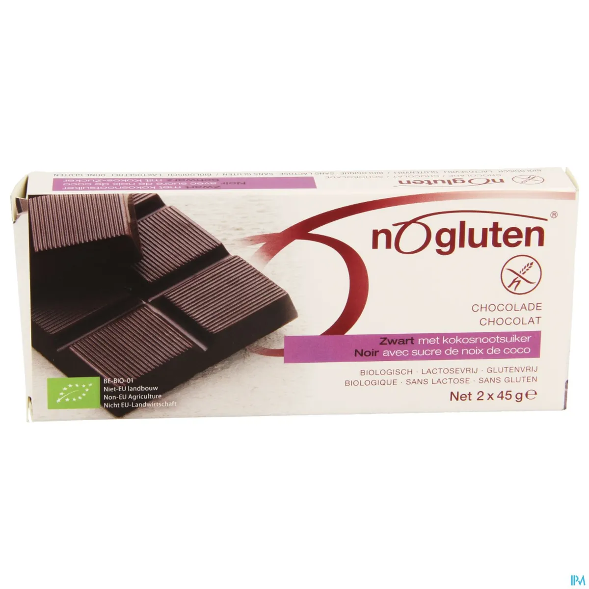 Nogluten Chocoladereep Zwart Bio 2x45g 3996