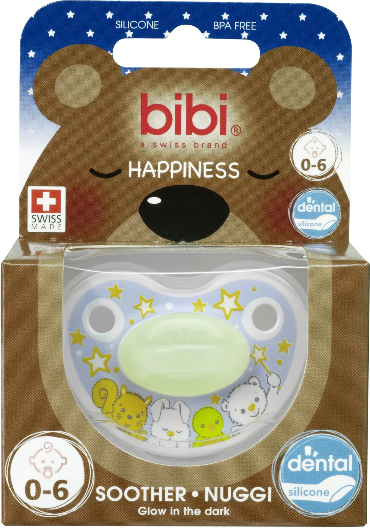 BIBI Happiness Sucette Glow in the Dark (de 0 à 6 mois)
