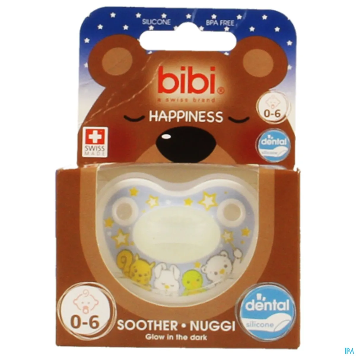 BIBI Happiness Fopspeen Sucette Glow in the Dark (van 0 tot 6 maanden)