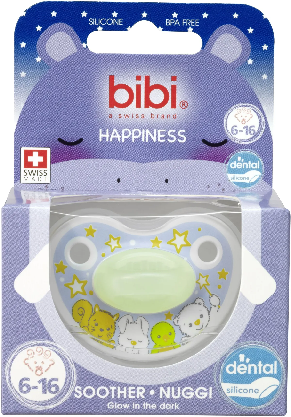 BIBI Happiness Sucette Glow in the Dark (de 6 à 16 mois)