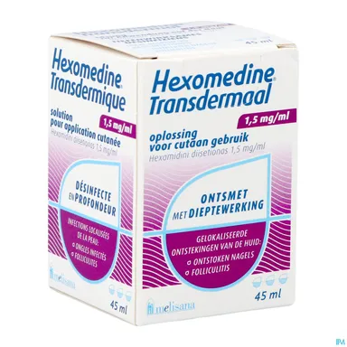 Hexomedine Transdermische oplossing 1,5mg/ml voor gebruik op de huid 45ml